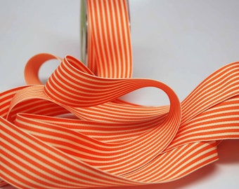BULK Striped Grosgrain Ribbon 15 yards -- 1.5 inches -- Orange Cream