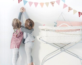 Girls Vintage Bunting Flags Fabric Decal Wall Stickers by Schmooks