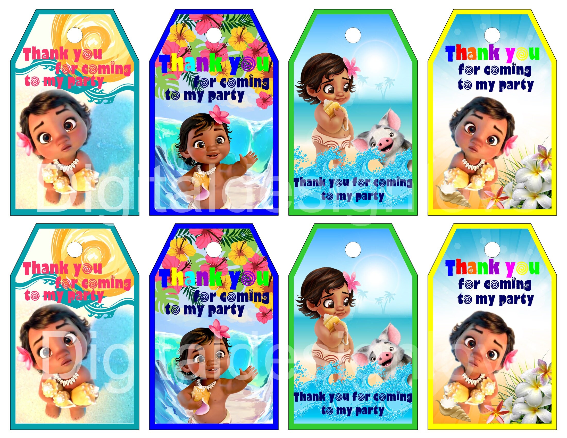Baby Moana Tags Moana Tags Baby Moana Thank You Tags Moana Party ...