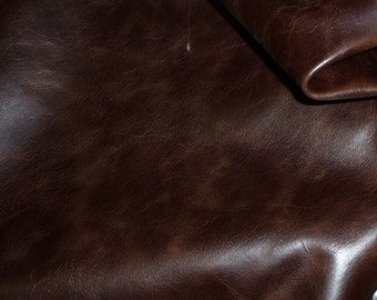Leather 8"x10" RIVIERA Dark Chocolate Brown aniline dyed Pull-up effect Cowhide 2.5-3 oz /1-1.2 mm PeggySueAlso™ E2932-04 Limited*