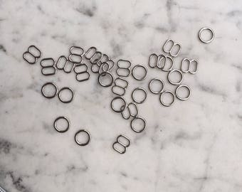 4 pieces – 6mm – of Silver plated bra rings & sliders – for bra and swimwear making