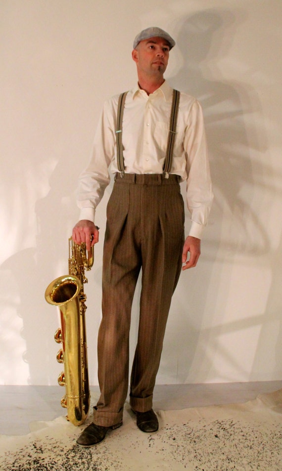 mens 1930s high waisted trousers
