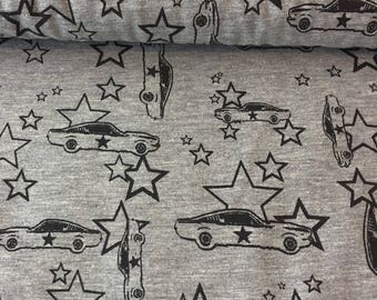 Grey Melange Car Jersey Knit Fabric, Jersey Knit Fabric,Jersey Fabric,Cotton Jersey,Kids Jersey - Half Metre