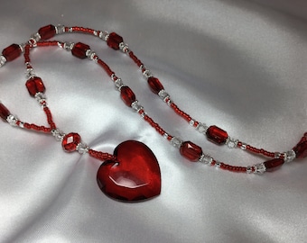 Red heart pendant necklace