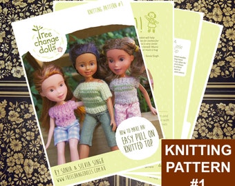 Tree Change Dolls® Knitting Pattern #1, Easy Pull On Knitted Top, by Sonia and Silvia Singh