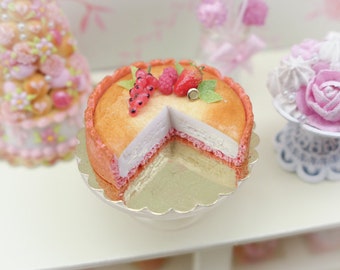 MTO-Biscuit Rose de Reims (Pink Biscuit) Cheesecake - 12th Scale Miniature Food