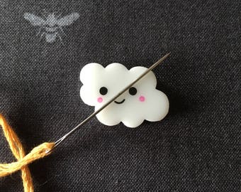 Happy Cloud Needle Minder, Needle Nanny, Magnetic Needle Holder for Hand Embroidery and Cross Stitch
