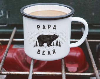 Papa Bear Mug - Dad Mug - Enamel Camping Mug for Fathers