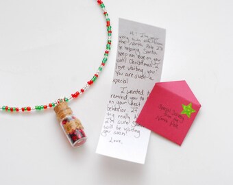 Elf Dust necklace & Letter from Santa's Elf gift set