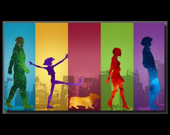 Anime Manga Cowboy Bebop Inspired Design Wall Art Gift - High Quality Print on Poly-Matte Canvas 14inch x 8inch x 18mm