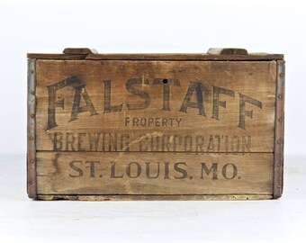 Vintage Beer Crate Falstaff Beer Crate Wood Beer Crate 1935 Falstaff Beer Crate Old Beer Crate Breweriana Wooden Beer Crate Vintage Beer
