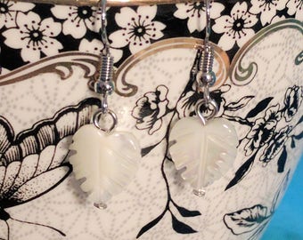 White Leaf Earrings