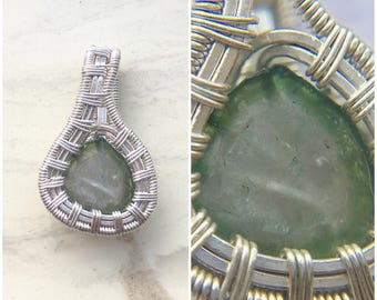 Sterling Silver Wire Wrapped Watermelon Tourmaline Pendant, Heady Wire Wrapped Pendant, Heady Pendant, Tourmaline Wire Wrap, Heady Wire Wrap