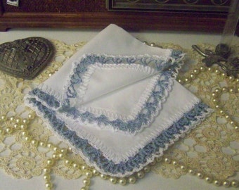Ladies Lace Handkerchief, Hanky, Hankie, Something Blue, Bridal Keepsake, Hand Crochet, Monogrammed, Personalized, Embroidered, Bouquet Wrap