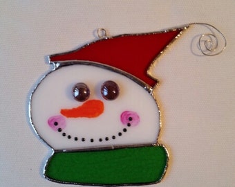 Stained Glass - Snowman tree ornament