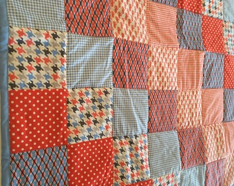 MOVING SALE - Blue and Red Baby or Toddler Quilt