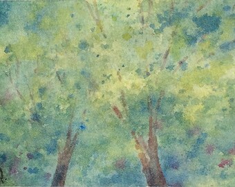 Original watercolor ACEO painting - Leafy canopy