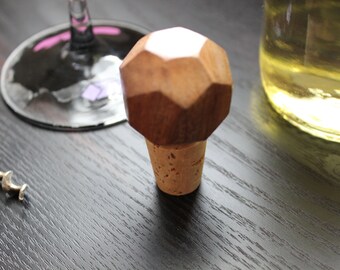 Geometric Wood Wine Stopper, Wine Stopper, Wine Bottle Stopper, Bottle Stopper, Bottle Topper, Cork Stopper, Unique Wine Stopper, Wine Lover
