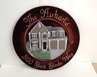Custom Home Portrait on Decorative Plate