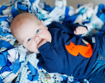 Baby boy Fox long sleeved top MADE TO ORDER 3-6