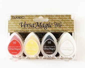 VersaMagic Dew Drop Set Of 4, Chalk Ink Pad, Multi Surface, Clowing Around, Basic Colors