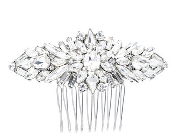 Wedding hair comb, silver hair comb, rhinestone hair comb, bridal hair comb, hair comb.
