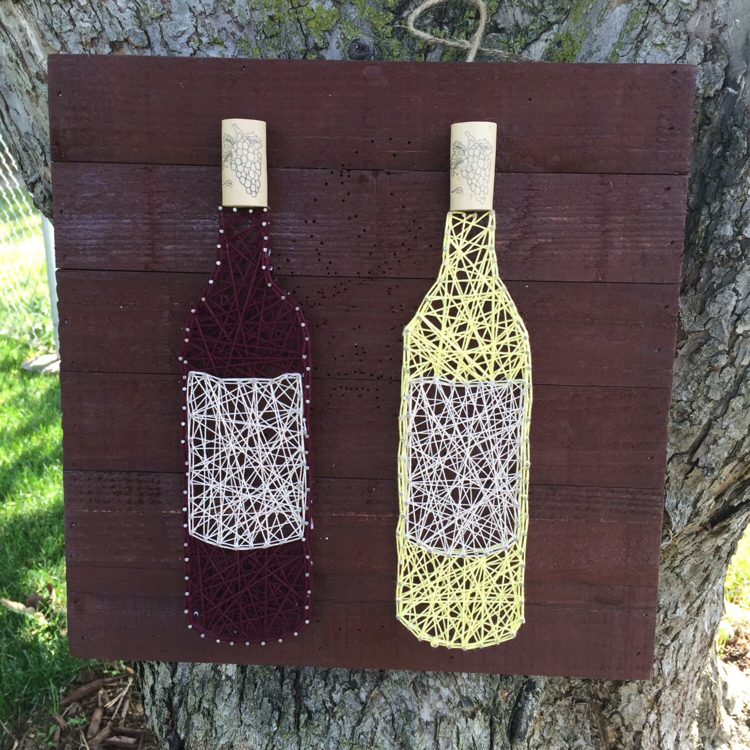 Made to Order Double Wine Bottle Hanging String Art Decoration