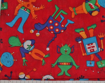 Red Alien Cotton Quilting Fabric Cranston Prints - 1/2 yard.