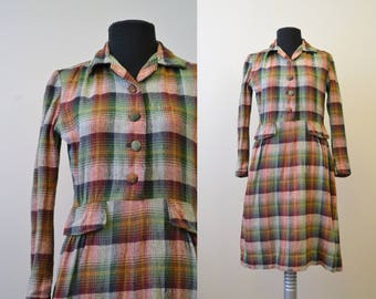 1930s Wool Plaid Dress