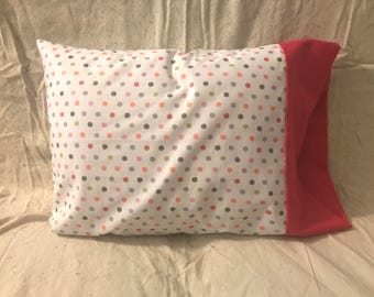 Travel Size Pillowcase: Pink and White Polka Dots