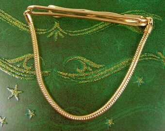 Serpentine Swag Chain Tie Clip Vintage Swank TieKlip Designer Men's Clothing Accessory