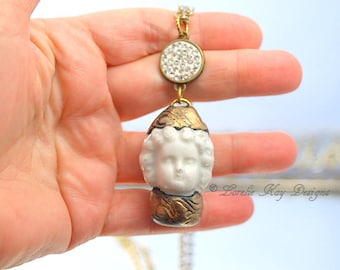 Simple Charlotte Doll Head Necklace Sculpted Porcelain Doll Head Frozen Charlotte Doll Head Pendant Lorelie Kay Original