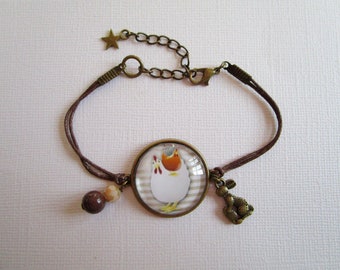 Bracelet "Poulette", bronze cabochon, costume jewelry