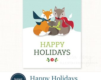 printable holiday card joy christmas card christmas card