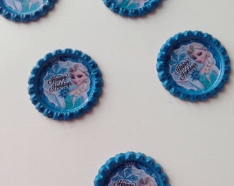 SET of 5 APPLIQUE cabochon ELSA anna frozen bottle cap