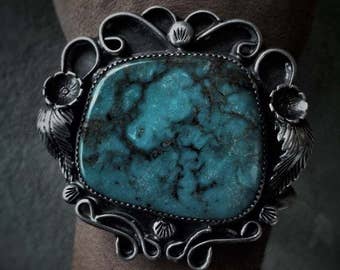 Turquoise Cuff Bracelet, Sterling Silver