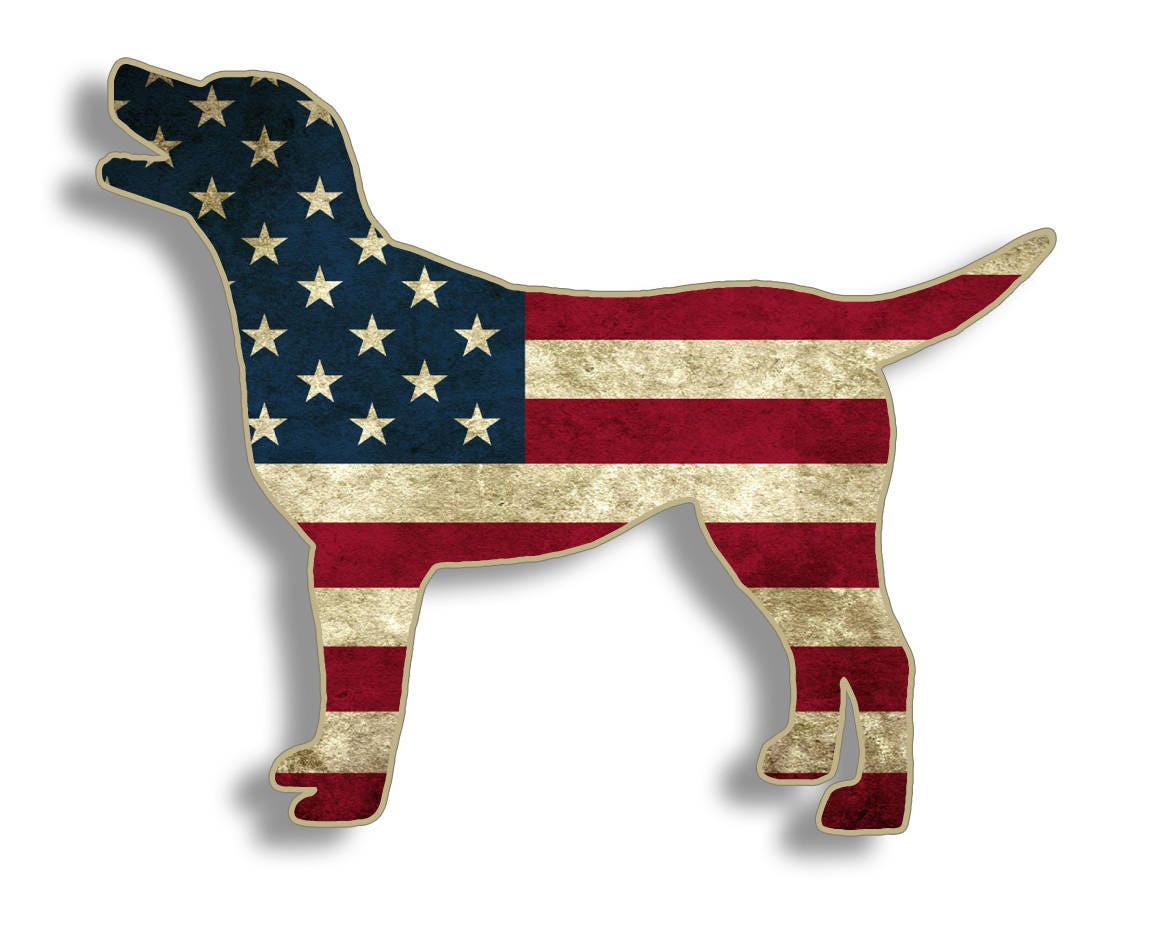 Lab Labrador Rustic American Flag Dog Sticker Die Cut