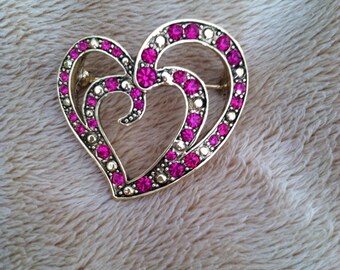 Valentine heart shaped brooch