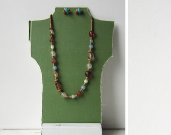 SALE One Necklace Bust Reversible - Green / White - Recycled Book Cover