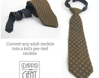 Convert a necktie to a child's necktie - you supply the long tie, necktie conversion, kid's necktie, custom tie, boy's tie, kid's tie