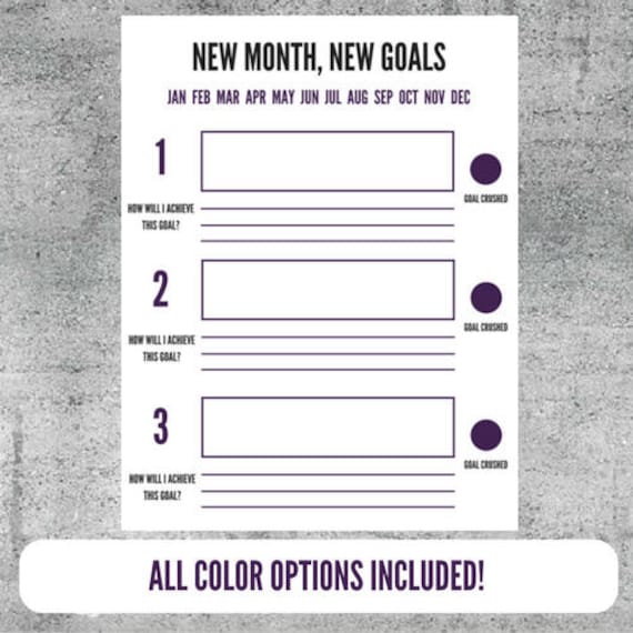 Printable Goal Setting Worksheet Goals Goal Tracker Plan