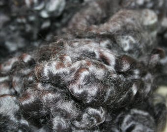 Leicester Long Wool locks, wool locks, curly locks, felting, spinning locks, Charcoal black, 2oz. Wool Curls, Wool fiber 3.5- 4in. C13018