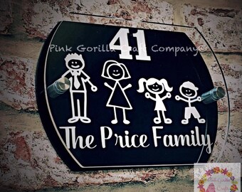 rustic handmade wooden personalised house name number sign