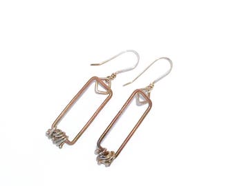 Copper Dangle Earrings - Copper Earrings - Copper Silver Earrings - Silver Dangle Earrings -Boho Earrings- Gift for Women - Mothers Day Gift