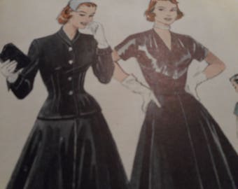 Vintage 1950's Butterick 6269 Dress and Jacket Ensemble Sewing Pattern Size 14 Bust 32