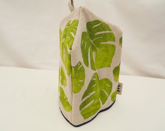 Monstera coffee cozy, French press cozy, French press cosy, coffee cozy, cafetiere cover, cafetiere cozy, coffee pot cozy, coffee sleeve