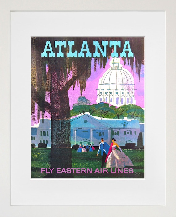 Travel Art Atlanta Print Poster Georgia Vintage Home Decor Travel Art Atlanta Print Poster Georgia Vintage Home Decor