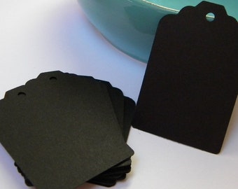 100 black tags - black paper tags - gift tags - wedding favor tags - merchandise tags - jar tags - hang tags - craft supplies