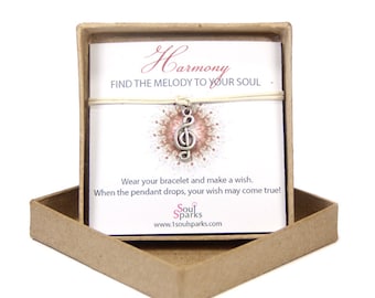 Harmony: Find the Melody to your Soul-Musical G-Clef Wish Bracelet- Gift for Musician, Gift for Music Lovers, Gift for Best Friend, BFF gift