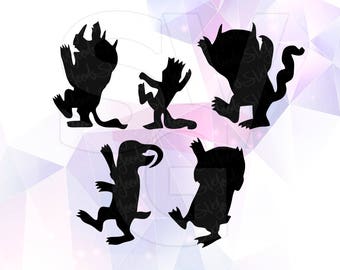 Where the Wild Things are SVG DXF Clip art Monster Party Supply Cut Cricut Design Silhouette Cameo Decoration Vinyl Decal Stencil Template